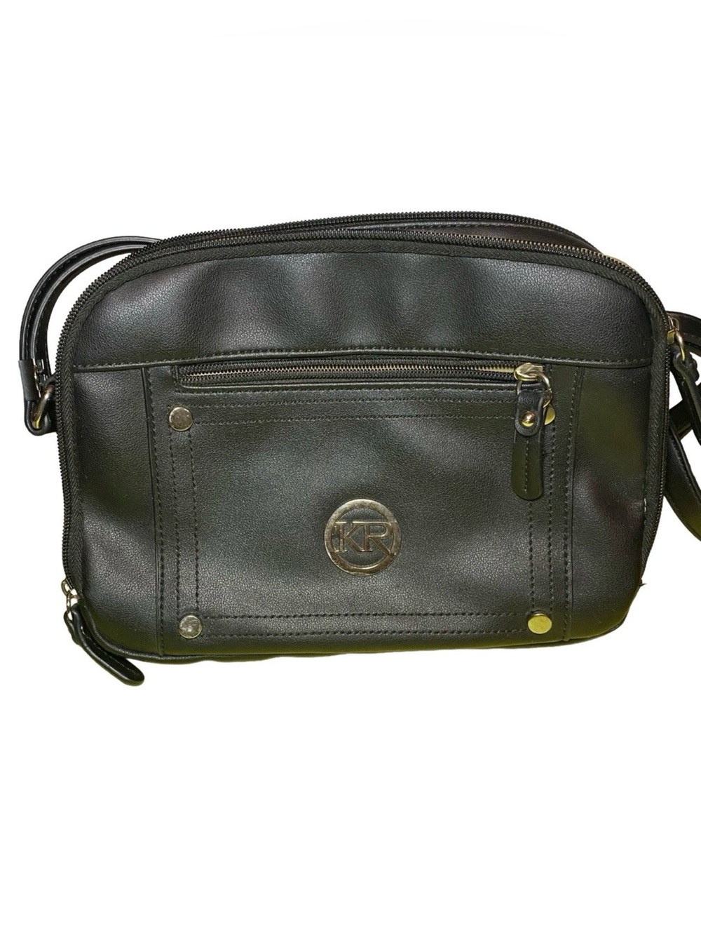 Kim Rogers Black Faux Leather Multi-Pocket Crossbody Bag‎